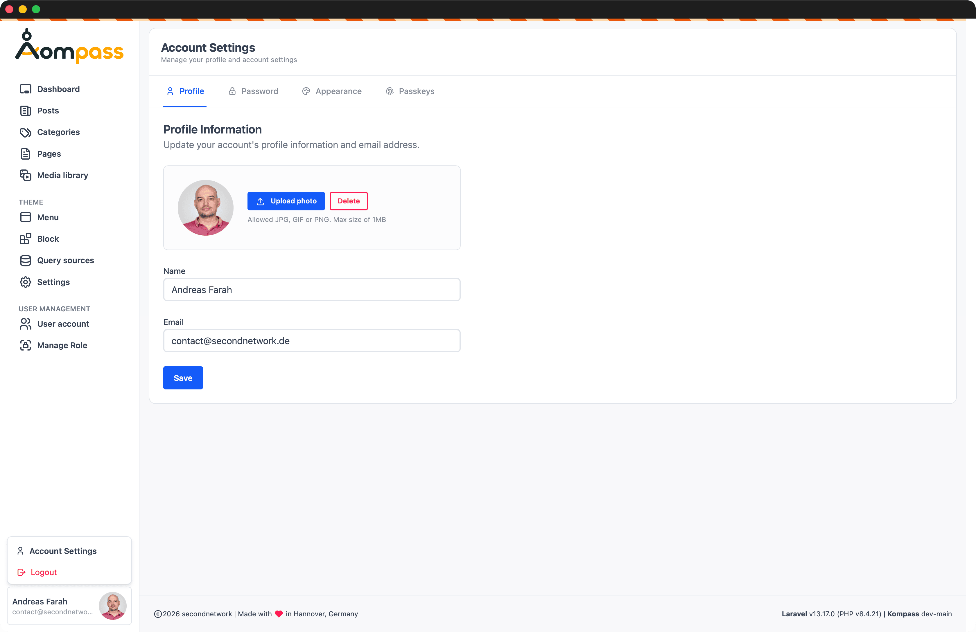 Profile tab