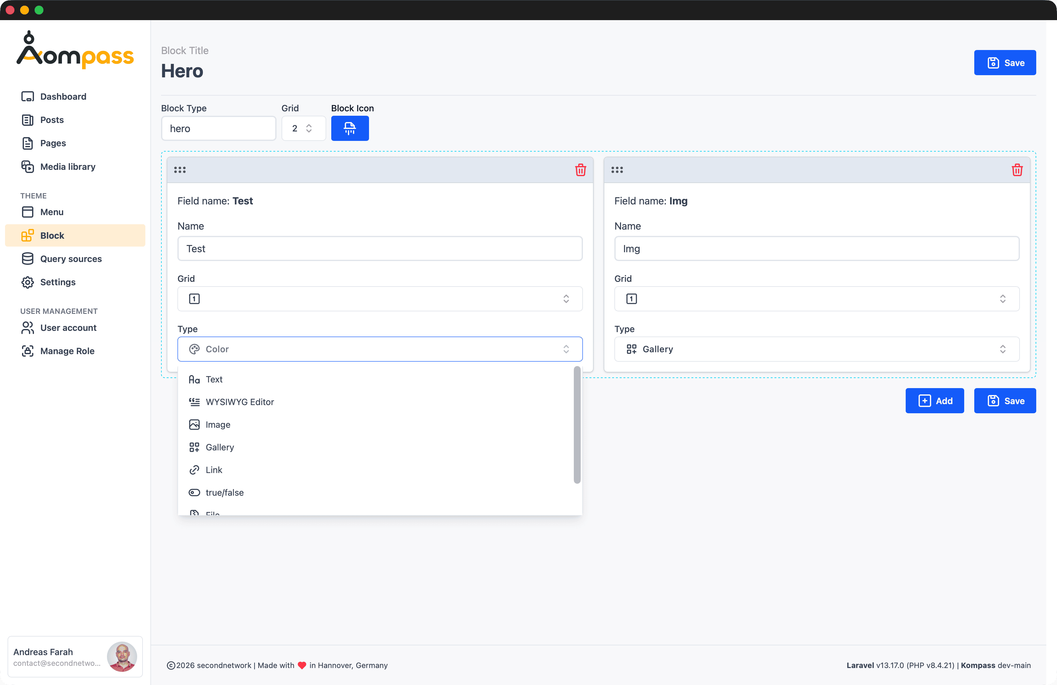 Block Template editor