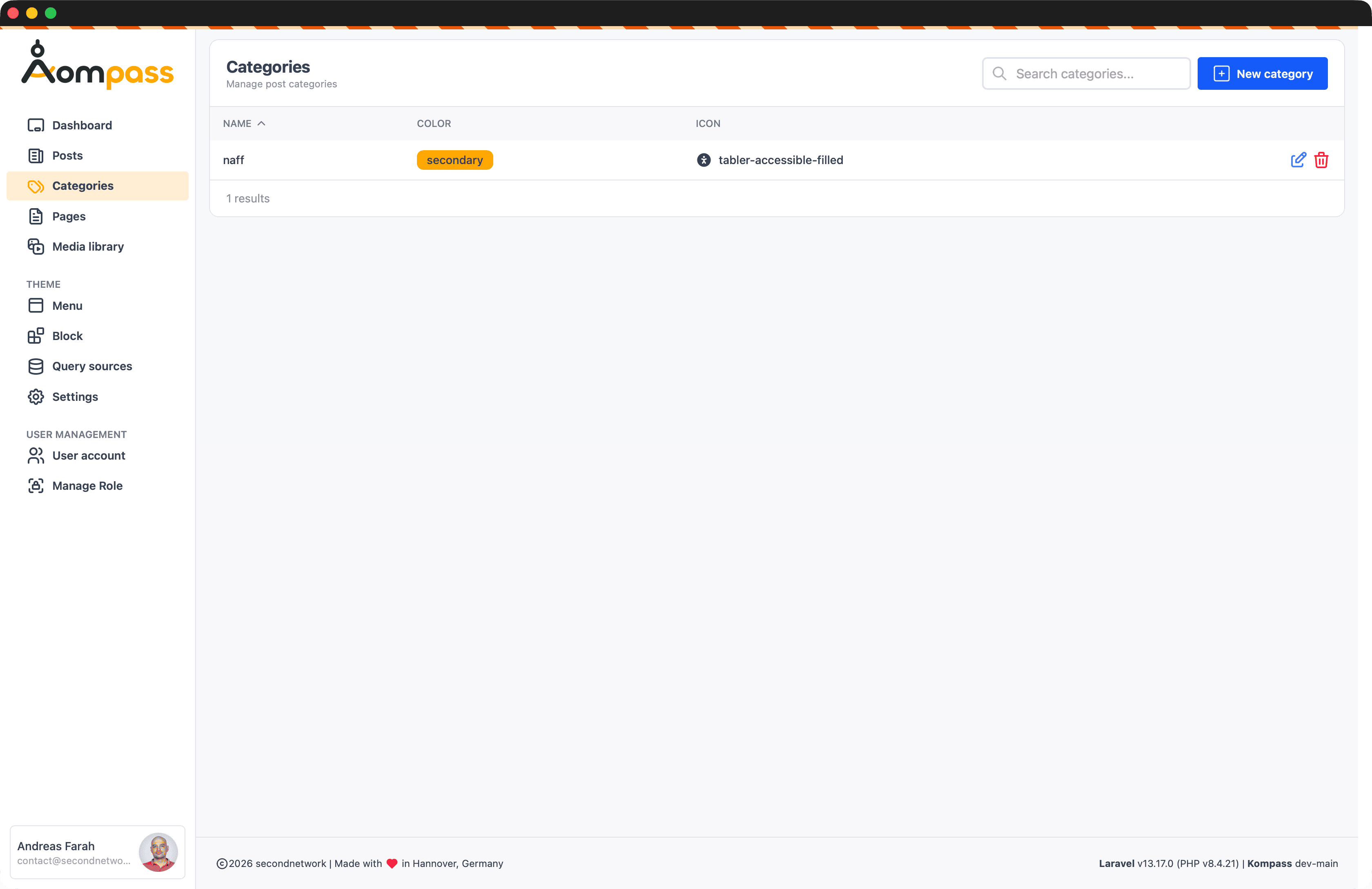 Categories overview