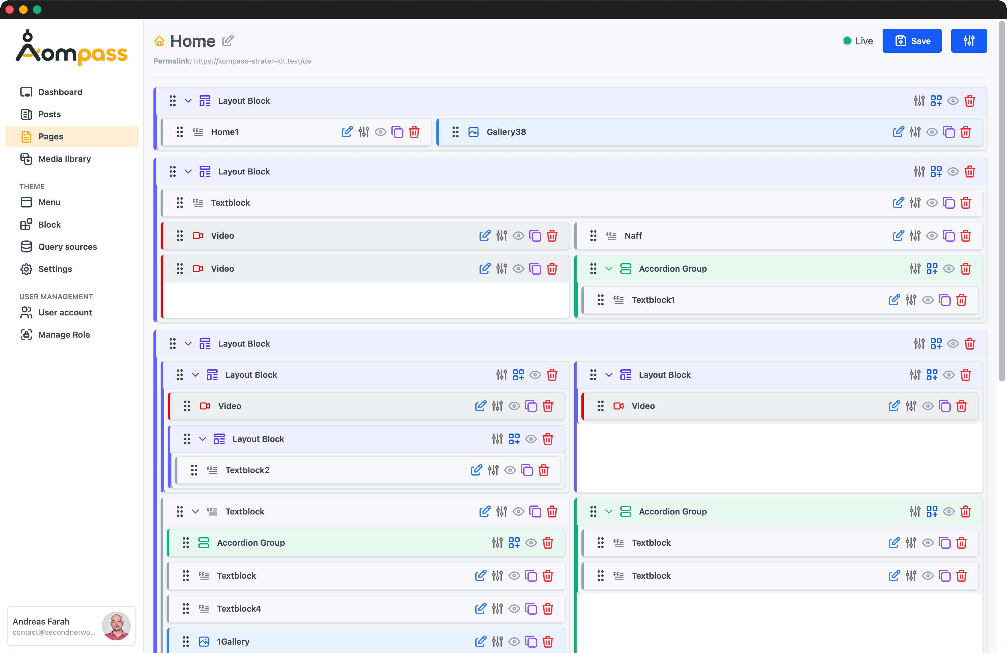 Block builder — nested Layout Blocks
