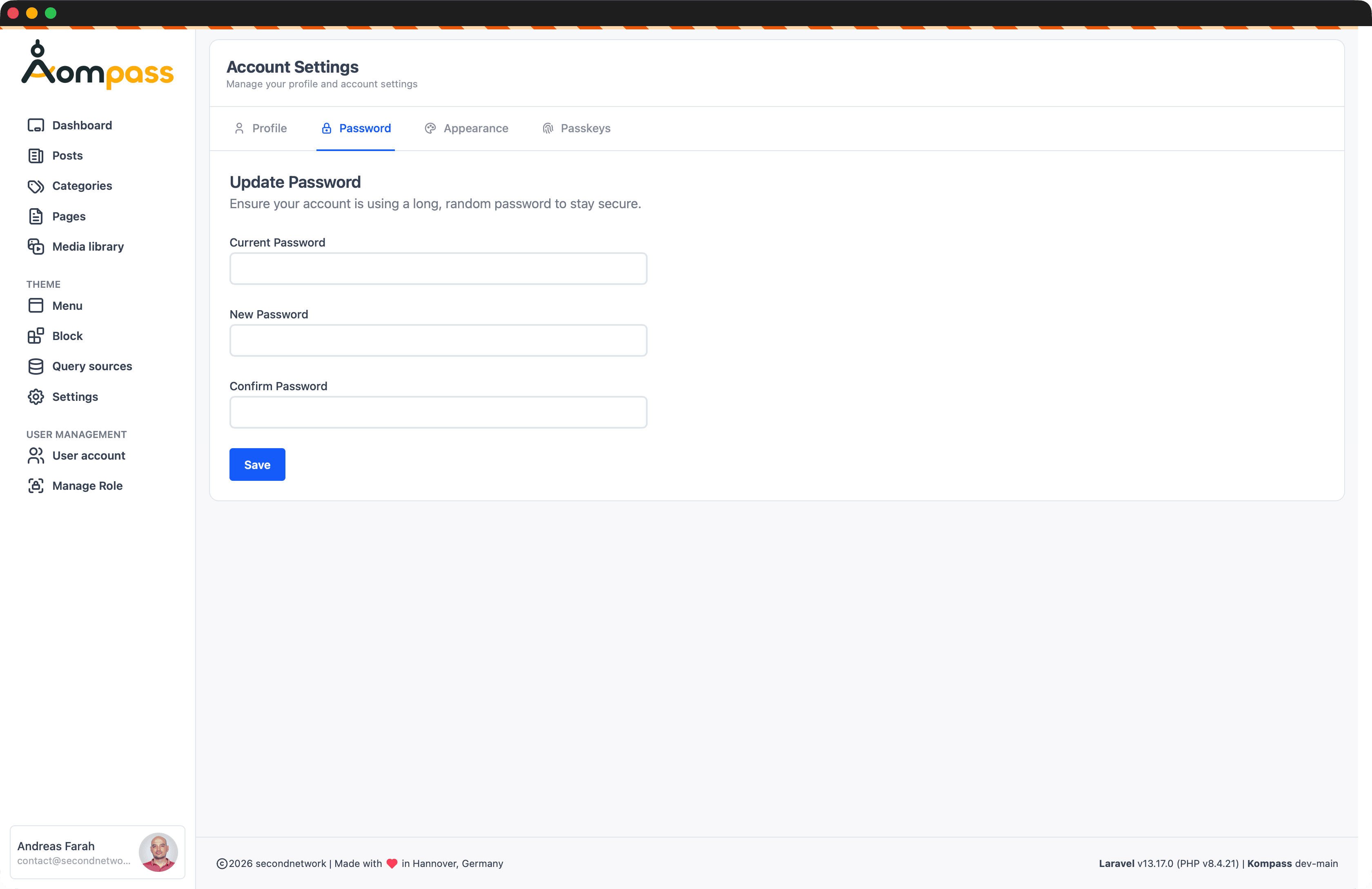 Password tab